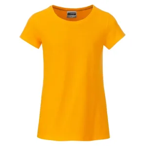 James & Nicholson Klasické dívčí tričko z biobavlny 8007G - Zlatě žlutá | XS