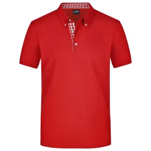 James & Nicholson Elegantní pánská polokošile JN964 - Červená / červená / bílá | XL