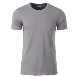James & Nicholson Klasické pánské tričko z biobavlny 8008 - Ocelově šedá | L
