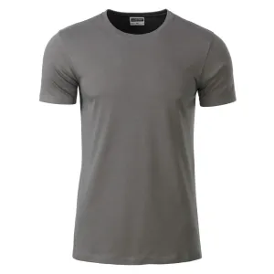 James & Nicholson Klasické pánské tričko z biobavlny 8008 - Středně šedá | S