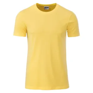 James & Nicholson Klasické pánské tričko z biobavlny 8008 - Světle žlutá | XXXL
