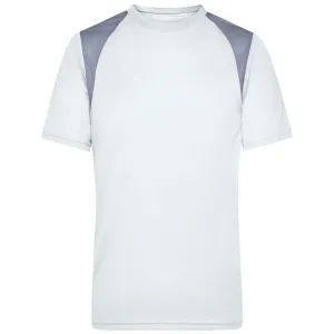 James & Nicholson Pánské běžecké tričko s krátkým rukávem JN397 - Bílá / stříbrná | L #721493