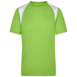 James & Nicholson Pánské běžecké tričko s krátkým rukávem JN397 - Limetkově zelená / bílá | L