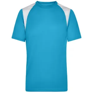 James & Nicholson Pánské běžecké tričko s krátkým rukávem JN397 - Tyrkysová / bílá | XL #721488