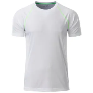 James & Nicholson Pánské funkční tričko JN496 - Bílá / jasně zelená | L