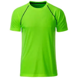 James & Nicholson Pánské funkční tričko JN496 - Jasně zelená / černá | M