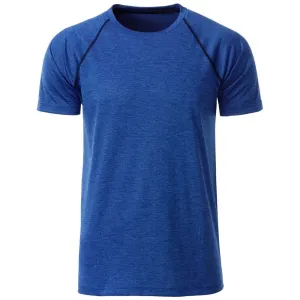 James & Nicholson Pánské funkční tričko JN496 - Modrý melír / tmavě modrá | M