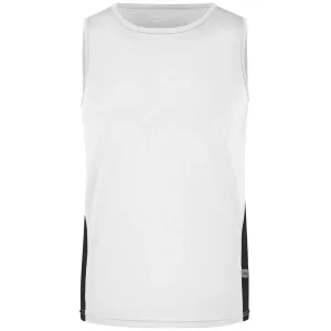James & Nicholson Pánské sportovní tričko bez rukávů JN305 - Bílá / černá | XXXL #721822