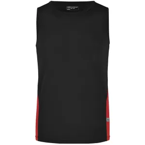 James & Nicholson Pánské sportovní tričko bez rukávů JN305 - Černá / červená | S