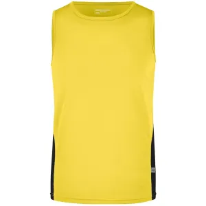 James & Nicholson Pánské sportovní tričko bez rukávů JN305 - Žlutá / černá | M