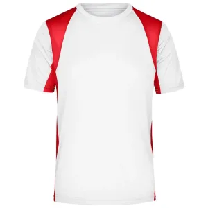 James & Nicholson Pánské sportovní tričko s krátkým rukávem JN306 - Bílá / červená | L #721610