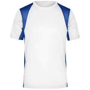 James & Nicholson Pánské sportovní tričko s krátkým rukávem JN306 - Bílá / královská modrá | L #745714