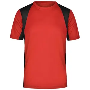 James & Nicholson Pánské sportovní tričko s krátkým rukávem JN306 - Červená / černá | M #721616