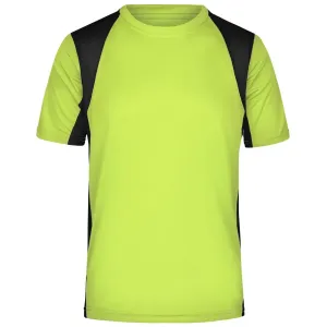 James & Nicholson Pánské sportovní tričko s krátkým rukávem JN306 - Fluorescenční žlutá / černá | XXL #721621
