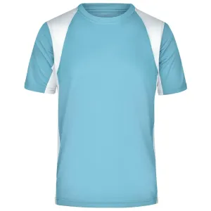 James & Nicholson Pánské sportovní tričko s krátkým rukávem JN306 - Ocean / bílá | XL #721636