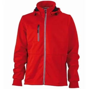 James & Nicholson Pánská sportovní softshellová bunda JN1078 - Červená / tmavě modrá / bílá | XXL #726286
