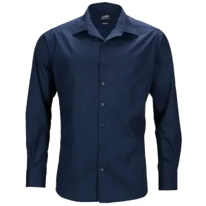James & Nicholson Pánská košile s dlouhým rukávem JN642 - Tmavě modrá | XXXXL