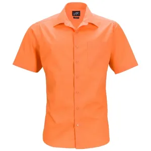 James & Nicholson Pánská košile s krátkým rukávem JN644 - Oranžová | XXL