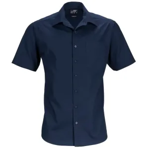 James & Nicholson Pánská košile s krátkým rukávem JN644 - Tmavě modrá | S