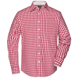 James & Nicholson Pánská kostkovaná košile JN617 - Červená / bílá | XXXL #722919