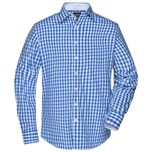 James & Nicholson Pánská kostkovaná košile JN617 - Královská modrá / bílá | S #722920