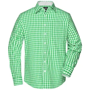 James & Nicholson Pánská kostkovaná košile JN617 - Zelená / bílá | M #722909