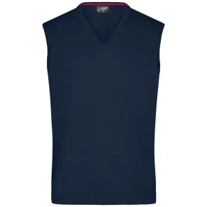 James & Nicholson Pánský svetr bez rukávů JN657 - Tmavě modrá | L