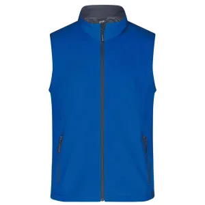 James & Nicholson Pánská softshellová vesta JN1128 - Modrá / tmavě modrá | XL