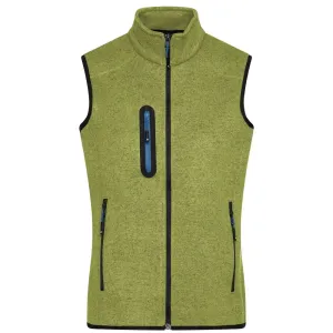 James & Nicholson Pánská vesta z pleteného fleecu JN774 - Kiwi melír / královská modrá | XL