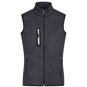 James & Nicholson Pánská vesta z pleteného fleecu JN774 - Tmavě šedý melír / stříbrná | L