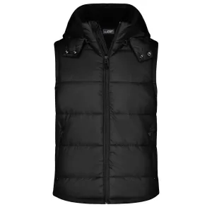 James & Nicholson Pánská zimní vesta s kapucí JN1004 - Černá | L