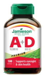 Jamieson Vitamín A a D Premium 10000 IU/ 800 IU 100 kapslí