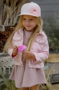 Dětská bavlněná čepice Jamiks růžová barva, s aplikací