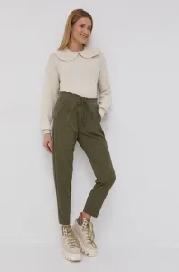 Kalhoty JDY dámské, zelená barva, jednoduché, high waist