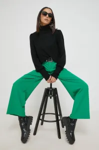 Kalhoty JDY dámské, zelená barva, široké, high waist #4190103