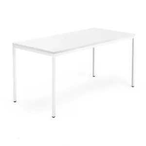 Jednací stůl QBUS, 4 nohy, 1600x800 mm, bílý rám, bílá