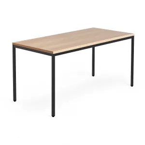 Jednací stůl QBUS, 4 nohy, 1600x800 mm, černý rám, dub