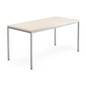 Jednací stůl QBUS, 4 nohy, 1600x800 mm, stříbrný rám, bříza