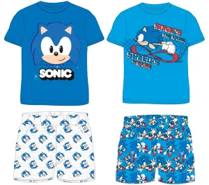 Ježek SONIC - licence Chlapecké pyžamo - Ježek Sonic 5204023, modrá / šedé kraťasy Barva: Modrá, Velikost: 104