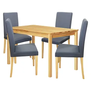 Jídelní stůl 8848 lak + 4 židle PRIMA 3038 šedá/světlé nohy #3925557