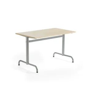 Stůl PLURAL, 1200x700x720 mm, akustická HPL deska, bříza, stříbrná