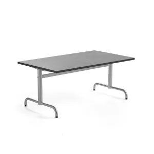 Stůl PLURAL, 1400x800x600 mm, linoleum, tmavě šedá, stříbrná