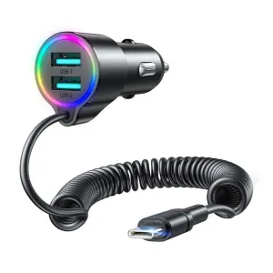 Joyroom 3in1 fast car charger + USB-C cable 1.5m 17W black (JR-CL24)