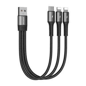 Joyroom USB kabel S-01530G10 3v1 USB-C / 2x Lightning 3,5A 0,15 m (černý)