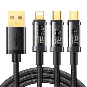 Joyroom USB kabel S-1T3015A5 3v1 USB-C / Lightning / Micro USB 3,5A 1,2 m (černý)