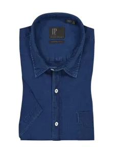 Nadměrná velikost: Jp1880, Košile s krátkým rukávem v denimovém vzhledu Modrá #4455930