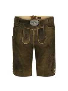 Nadměrná velikost: Jp1880, Kožené kalhoty z kozinky s výšivkami Hnědá #5267524