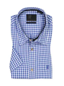 Nadměrná velikost: Jp1880, Krojová košile s krátkým rukávem s károvaným vzorem Modrá #5295019