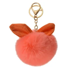 Přívěsek na klíče/ kabelku růžová chlupatá koule s oušky - Ø 7*12cm JZKC0088