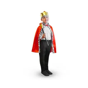 JUNIOR - Dětský kostým Král (pelerína, koruna, žezlo), velikost univerzální